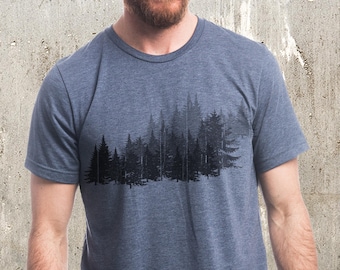 Mens T Shirt - Tree T Shirt Men - Black Lantern Studio Mens Gifts - Forest Illustration - Forest T Shirt