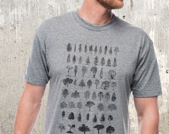 Mens Nature TShirt - Diagram of Trees - Tree Graphic Tees - Tree TShirt  - Arborist Shirt - Gardening T Shirt Mens/Unisex