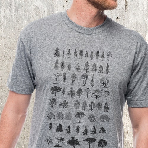 Mens Nature Tshirt Diagram of Trees Tree Graphic Tees Etsy