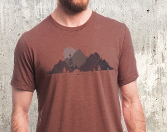 Men’s Camp Topo Mountain T-Shirt – Hiking and Camping Graphic Tee, Outdoor Nature Shirt for Men, Topographic Adventure Gift