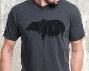 Mens Bear Shirt - Bear Above Tree Line - Camping T Shirt Mens Gift - Bear Graphic Tees - Bear Tshirt Mens/Unisex