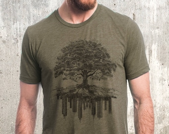 Men’s Nature Graphic Tee – Tree Graphic Outdoor T-Shirt for Hikers, Campers & Tree Lovers | Camping Gifts - Tree and Crumbling City Print