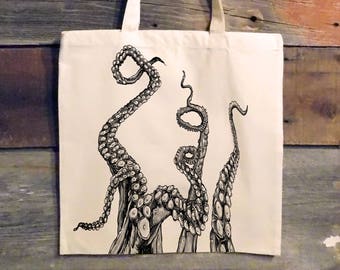 Funny Tote Bag  - Octopus Tentacles Tote Bag - Book Tote Bag Canvas - Groomsmen Gift Bags