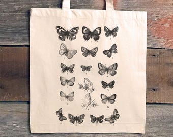 Butterfly Tote Bag - Butterfly Chart - Canvas Tote Bags for Women - Bridesmaid Gifts - Butterfly Gift - Bridesmaid Tote Bag