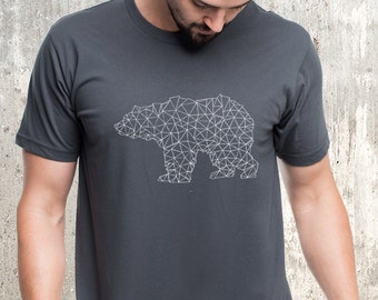 Bear Made of Triangles Graphic Tee - Simple T Shirt -  Bear Gift for Men - Mens Bear TShirt - Pop Art Shirt