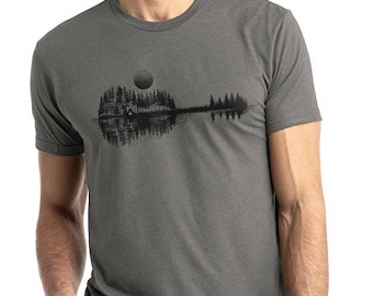 Men’s Nature Guitar T-Shirt – Music & Nature Graphic Tee – Outdoor Adventure Shirt for Musicians, Guitarists and Nature Lovers