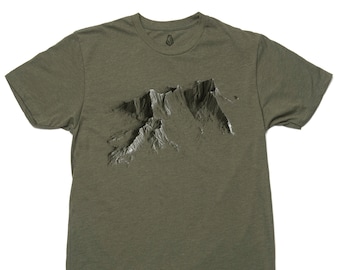 Mountain Graphic Tee - Aerial Mountainscape - Camping TShirt - Mountain TShirt Men - Outdoors T-Shirt - Environmental Shirt