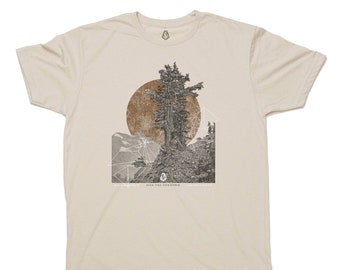 Men's Mountain T-Shirt - Timberline - Screen Printed Graphic Tees for Men - Tree and Mountains Design - Men's Gifts