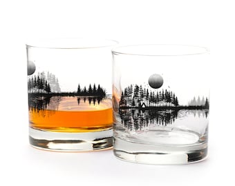 Whiskey Glasses Music Gifts - Nature Guitar Glasses Set of 2 - Valentines Gift Guitar Gift - Guitar Player Gift