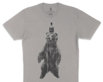 Mens Graphic Tees - Whiskey Bear Screen Print T-Shirt - Whiskey T-Shirt
