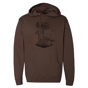Nature Hoodies - Forager Mushroom and Campsite Design - Mountain Hoodie for Men /Unisex - Winter Hoodie - Screen Print Hoodie