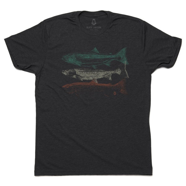 Fishing T Shirt Men -  Topographic Trout - Fly Fishing Gifts for Men - Fishing TShirt - Trout Shirt