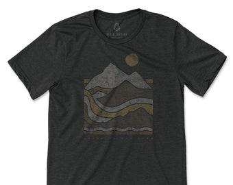 Men's Mountain T-Shirt - Loyal to the Land - Mountain T-Shirts for Men - Hiking and Camping Shirts - Black Short Sleeve Nature T-Shirt