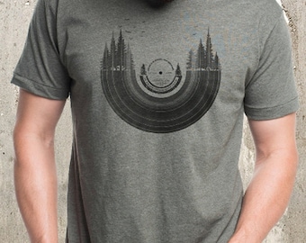 Mens Graphic Tee - Vinyl Record Forest - Vinyl Record T Shirt Mens/Unisex - Vinyl Collector Record Lover Gift