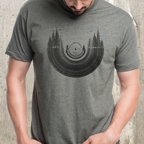 Mens Graphic Tee - Vinyl Record Forest - Vinyl Record T Shirt Mens/Unisex - Vinyl Collector Record Lover Gift