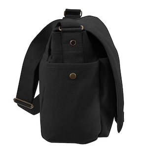 canvas messenger bag rear view minimal black bag everyday carry crossbody