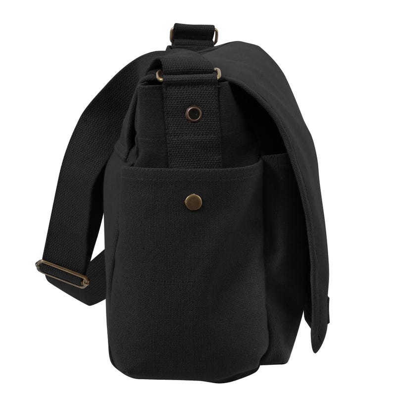 canvas messenger bag rear view minimal black bag everyday carry crossbody