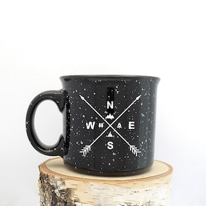 Camp Mugs - Coffee Mug - Arrow Compass - Speckled Mug - Fathers Day Gift for Men - Hiking Mug
