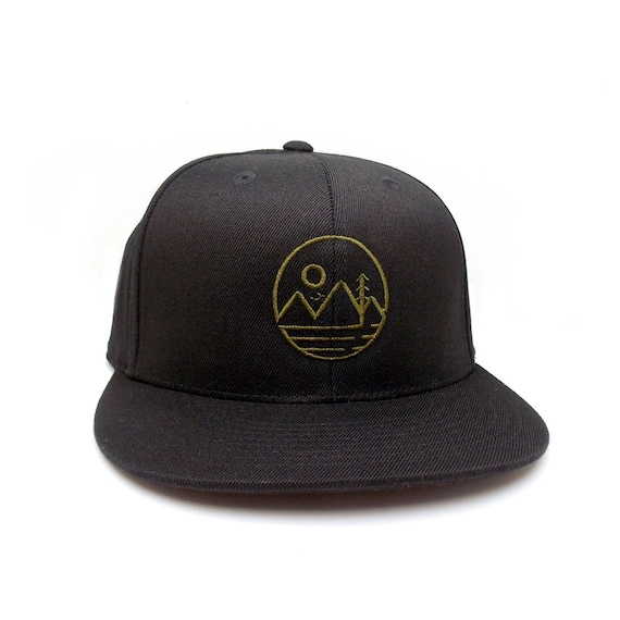 Modern Mountain Hat - Men's/Unisex Flexfit Mountain Hat - Nature Lovers Gift -2 Bill Options