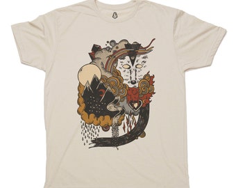 TShirt Men - Dark Mountain Illustration - Outdoor T-Shirt - Black Lantern Studio Screen Print T Shirt - Mountain Shirts