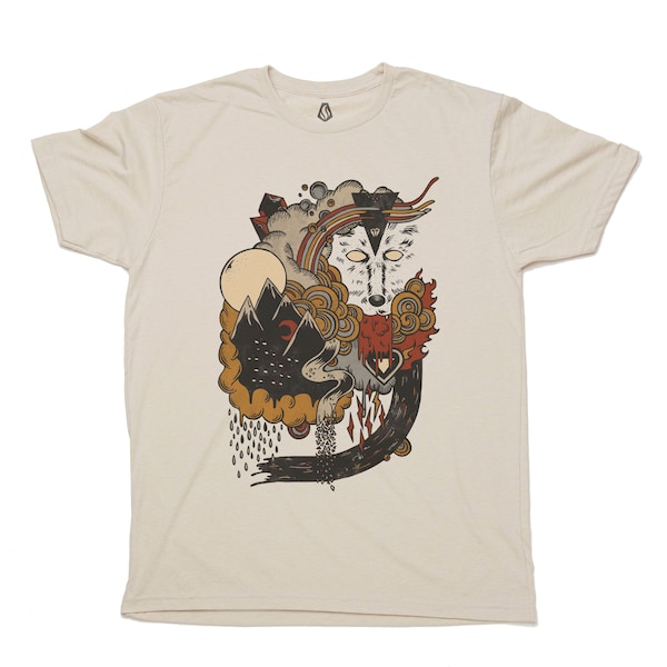 TShirt Men - Dark Mountain Illustration - Outdoor T-Shirt - Black Lantern Studio Screen Print T Shirt - Mountain Shirts
