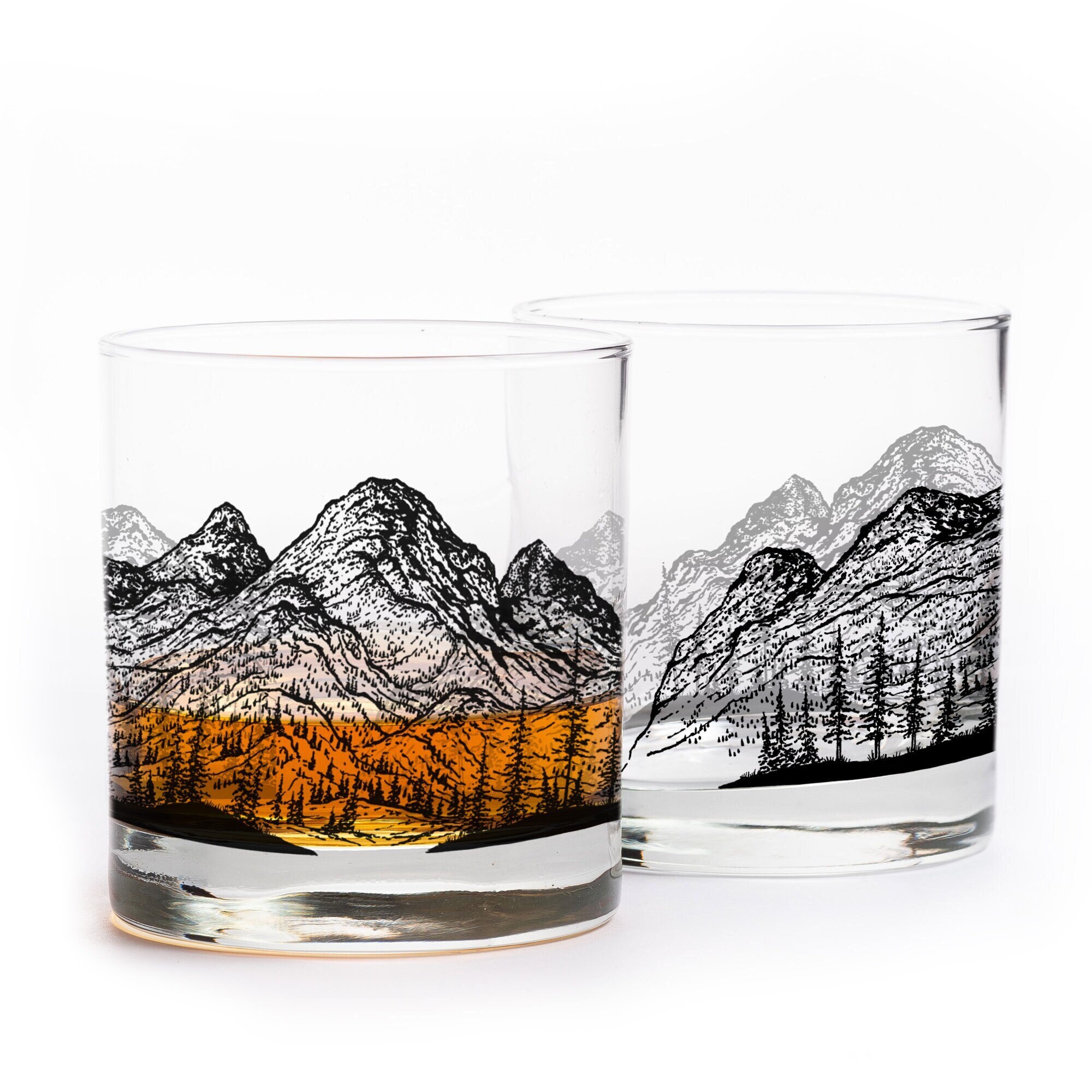 Black Lantern Whiskey Glass Set - Nature Guitar Rock