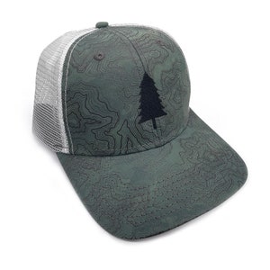 Trucker Mesh Hat Topography & Trees Hiking Hat Nature Hat Adjustable ...