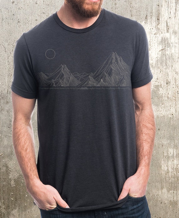 Mens Graphic Tee Mountain Range Mapping Artistic Printed | Etsy
