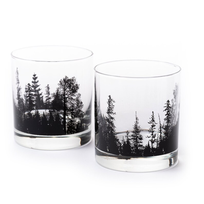 Whiskey Glasses Forest Landscape Forest Glasses Whiskey - Etsy