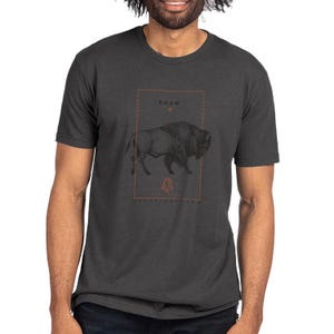 Mens Graphic Tees - Roam - Men&#39;s Bison and Buffalo-Themed Outdoor T-Shirt - Hiking and Camping T-Shirts for Nature Loves - Gifts for Men