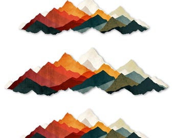Mountain Range Outdoor Vinyl Sticker - Colorful Nature Swatches - Die-Cut Waterproof Decal
