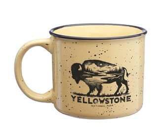 Rustic Yellowstone National Park Ceramic Coffee Mug - One 15oz Camping Souvenir Gift for Nature Lovers