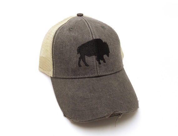 Buffalo Hat - Trucker Mesh Hat - Buffalo Silhouette - Trucker Hat Mens Gifts Under 35 - 4 Color Choices
