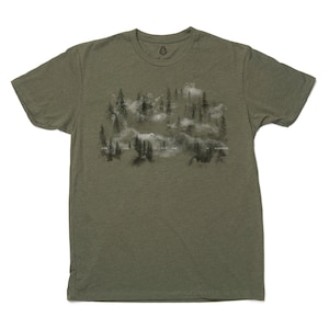 Mens TShirt - Forest and Clouds - Forest and Nature TShirt Men - Summer Outdoor T-Shirt - Nature Apparel - Mountain Tees