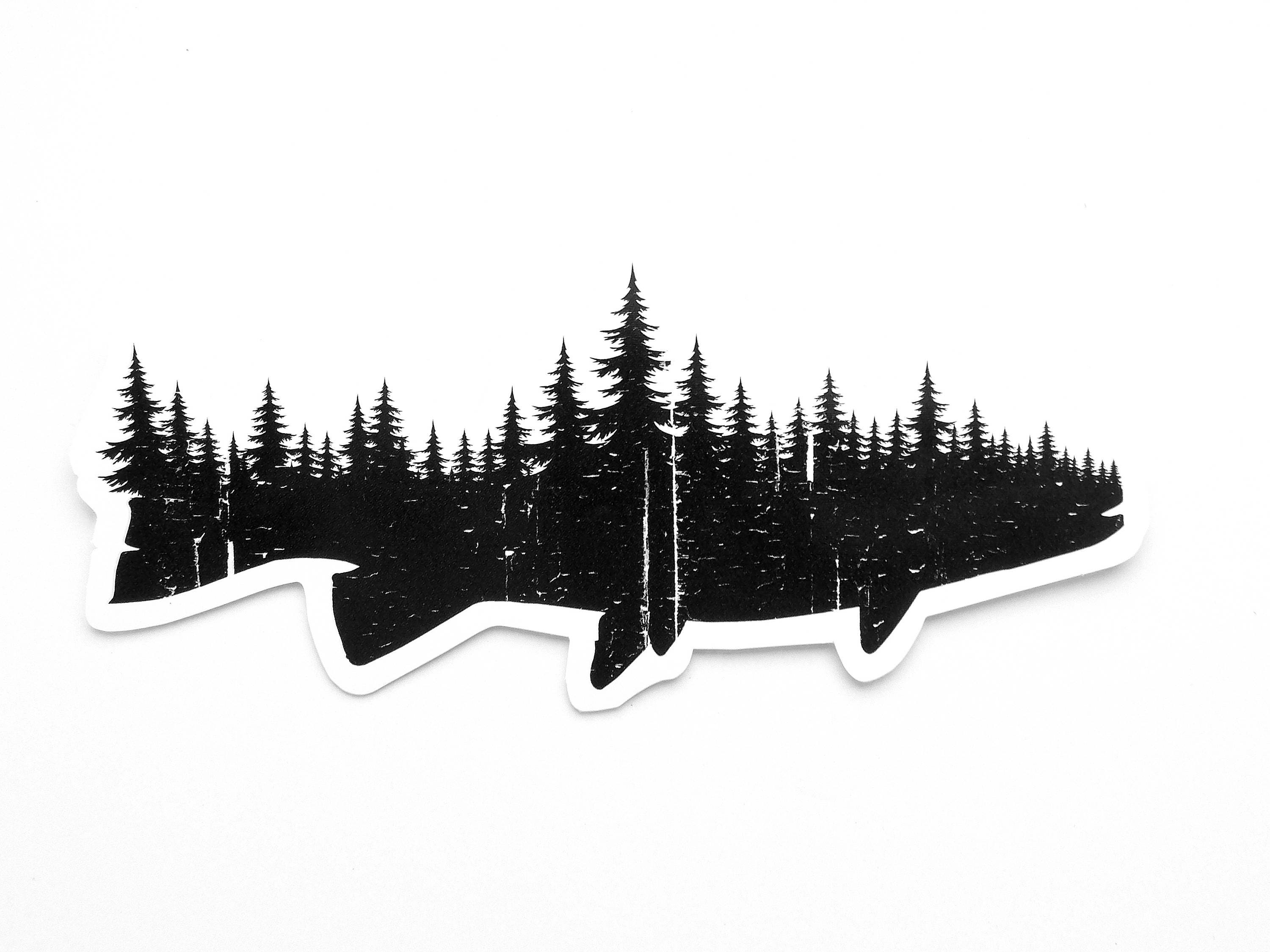 Vinyl Fishing Sticker Fly Fishing Gifts Fish Forest Vinyl Decal