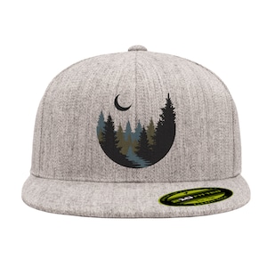 Men's Forest Layers Snapback Hat - Nature Themed Gray Adjustable Cap