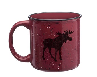 Moose Coffee Mug - Rustic Moose - Speckled Moose Mug -  Moose Decor -  Moose Gift - Fall Mug - Ceramic Mug