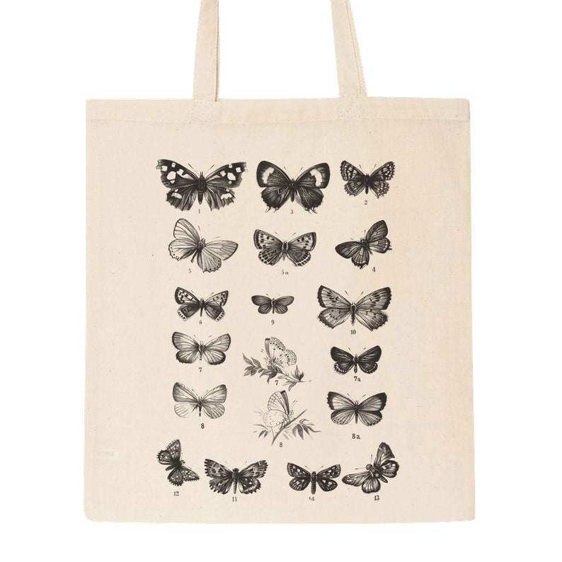 Butterfly Tote Bag Butterfly Chart Canvas Tote Bags for Women Bridesmaid Gifts Butterfly Gift Bridesmaid Tote Bag image 2