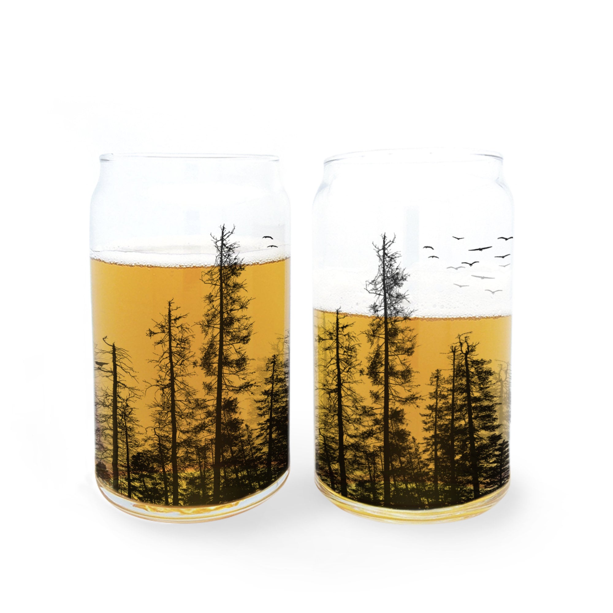 Brewing America Muffin Top Nucleated Beer Glasses - Pint Glass  - Cider, Soda, Craft Beer Gifts (Clear) (Single): Beer Glasses