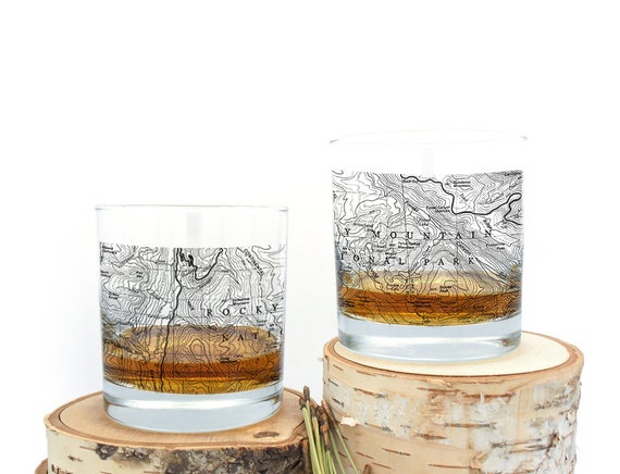 Retro Mountain Range Tumblers Set of Two 11oz Whiskey Glasses