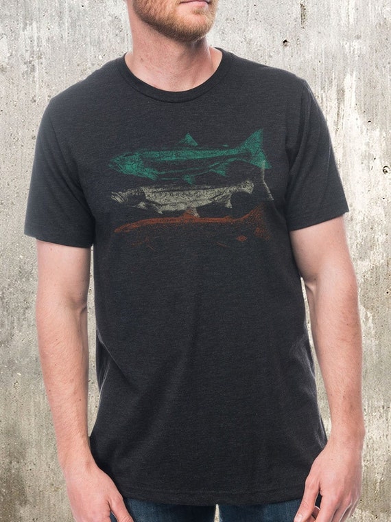 Fishing T Shirt Men Topographic Trout Fly Fishing Gifts for Men Fishing  Tshirt Trout Shirt -  Canada