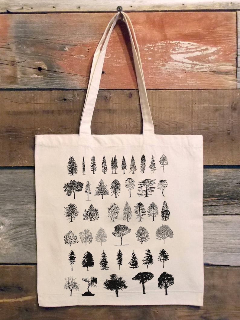 Eco Tote Bag - Tree Diagram Illustrations - Tree Tote Bag Canvas - Summer Tote Bag Aesthetic 