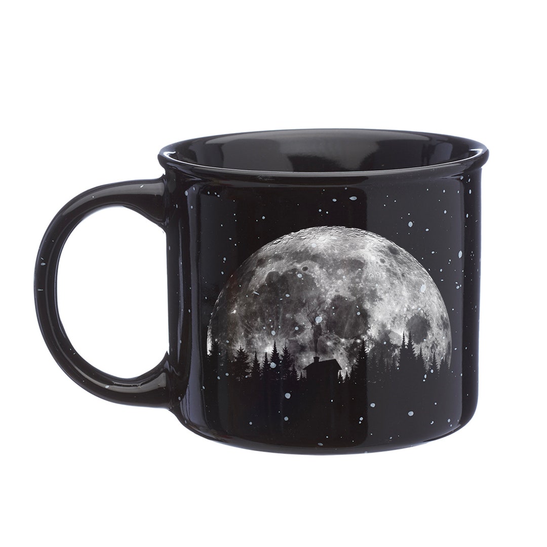 Moon Mug Coffee Mug Moon & Cabin Nature Mug Ceramic Mug Halloween Mug