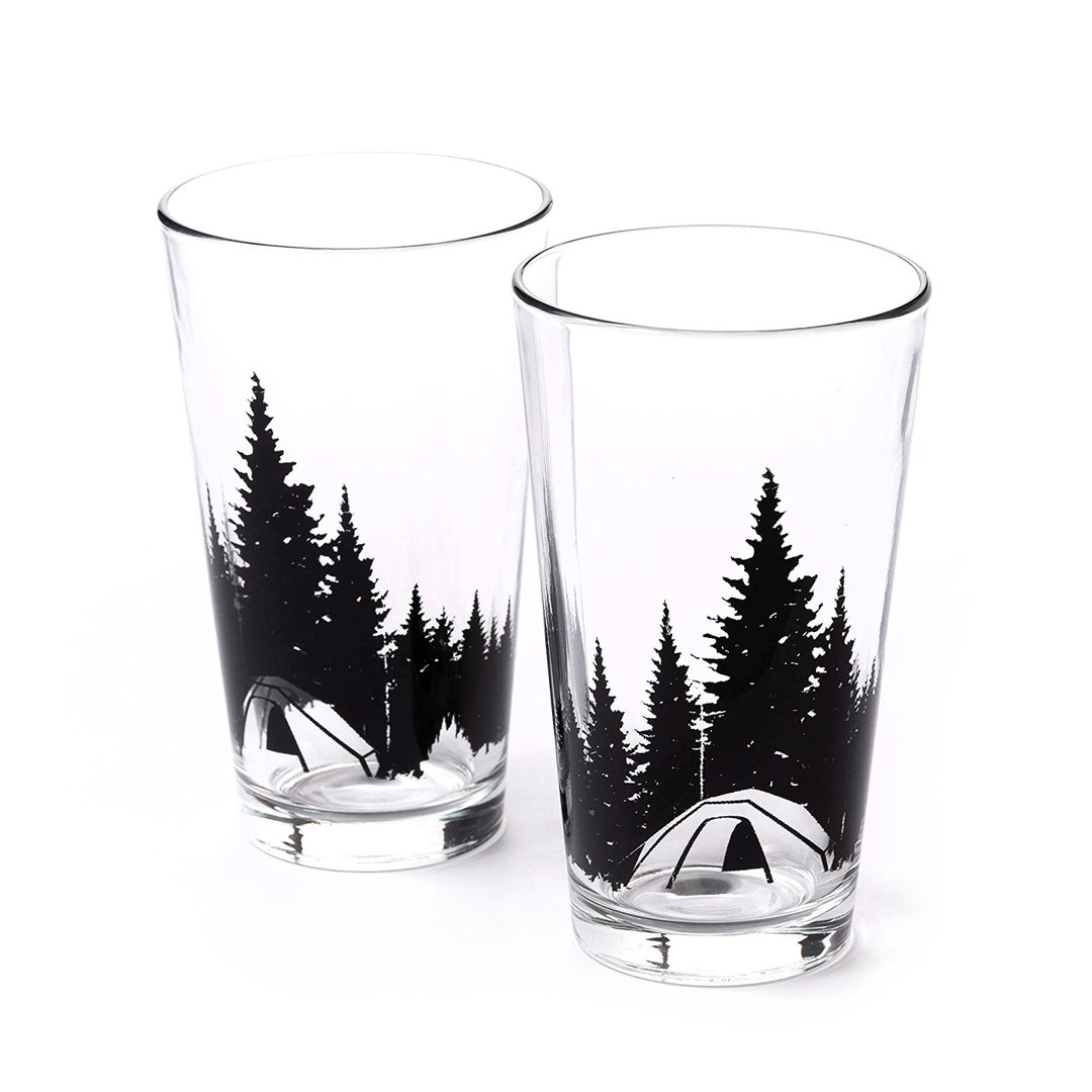 Excite Bear Drinking Glass Cups Set of 4-16oz Beer Can Glasses