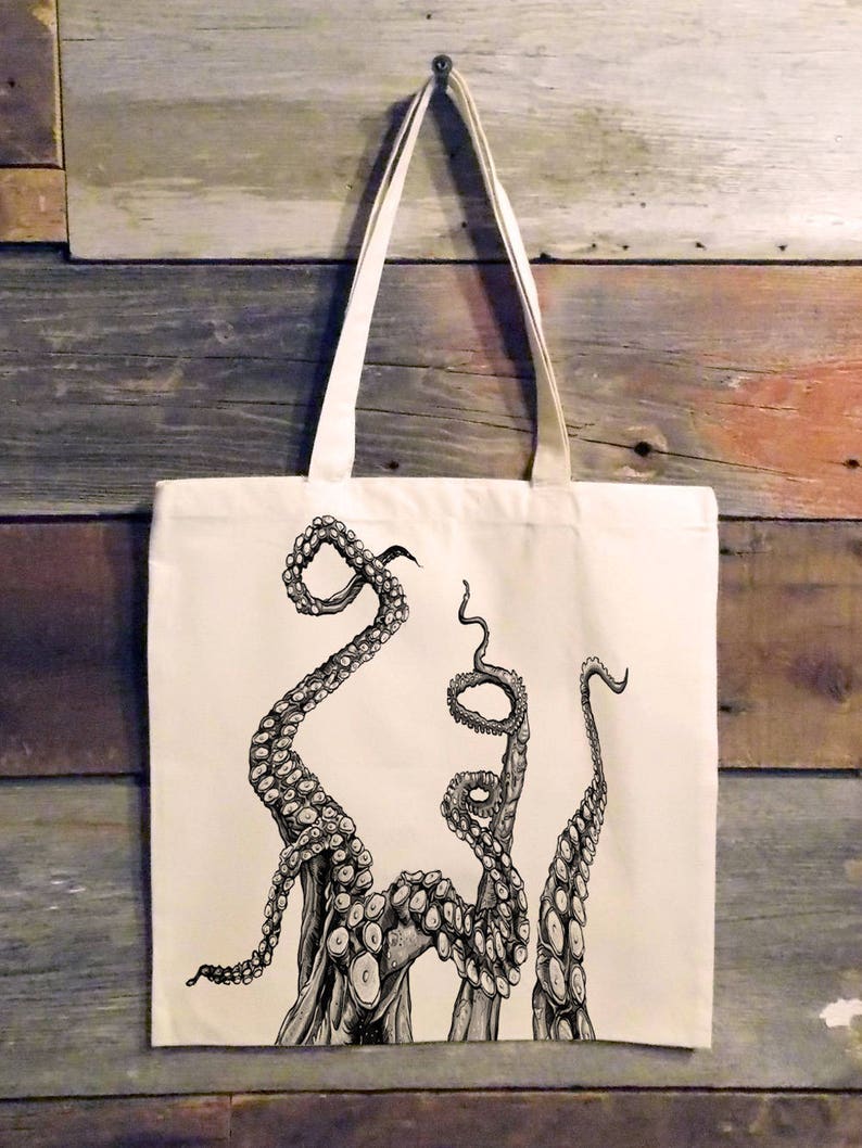 Funny Tote Bag  - Octopus Tentacles Tote Bag - Book Tote Bag Canvas - Groomsmen Gift Bags 