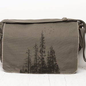 en toile d'école - Forêt de pins - Sac en toile forêt Femme/Homme - Sacs en toile Femme | Vert ou marron