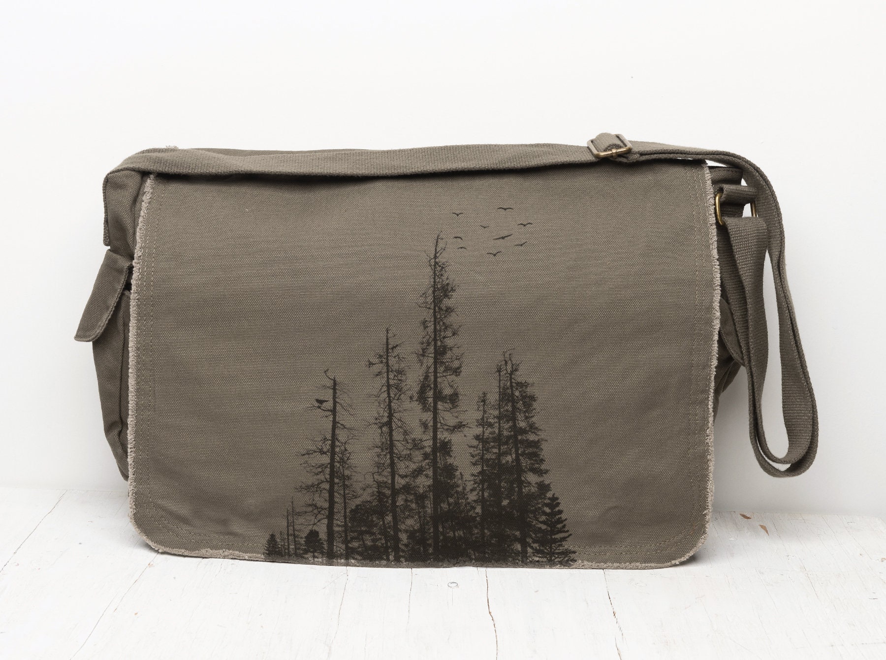 Canvas Messenger Bag School Pine Tree Forest Forest -  Israel