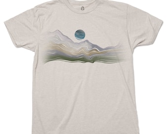 Men’s Graphic Tees - Alpine Contours - Nature TShirt Men - Unisex Mountain Themed T-Shirt - Outdoor Graphic T-Shirts for Men and Women