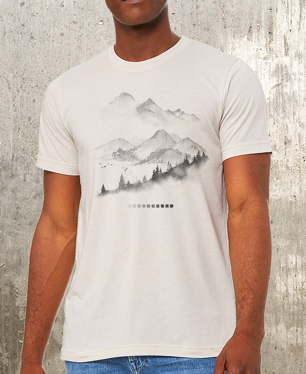 Mens Graphic Tees In the Fog Nature TShirt Men Mountain | Etsy