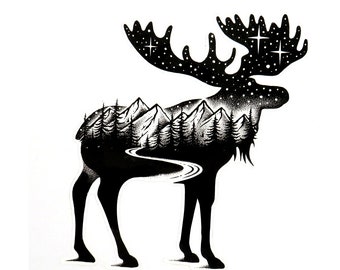 Moose Vinyl Decal - Die Cut Decal - Mountain Moose - Nature Bumper Sticker - Moose Car Decal - Laptop Sticker